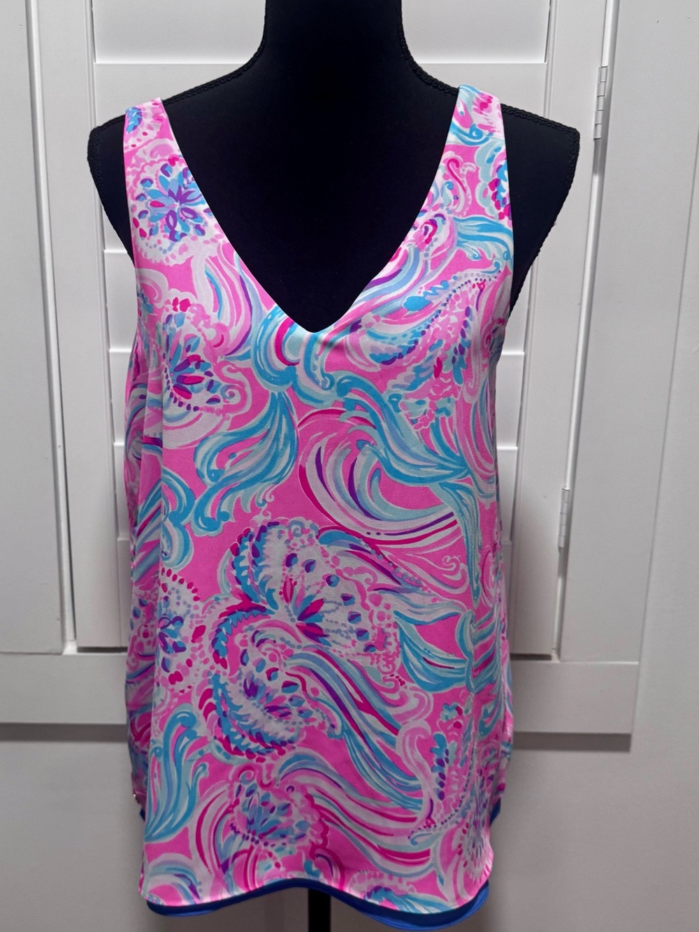 Lilly Pulitzer Reversible Pink & Teal Swirl V-Neck Camisole